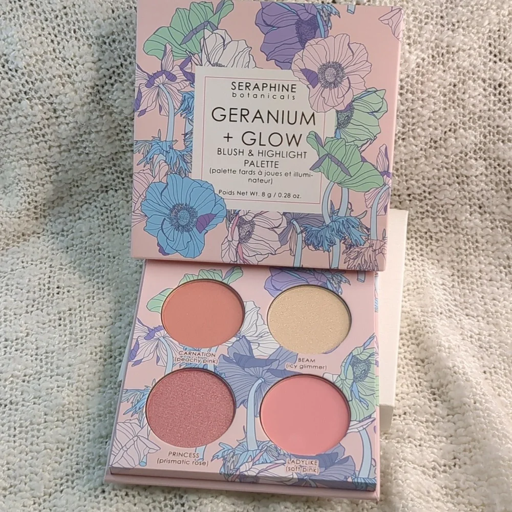 SERAPHINE botanicals Geranium+Glow Blush+Highlight Palette in HELIOPINK